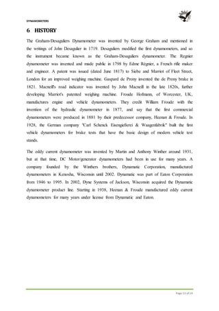 Presentation Report On Dynamometers | DOCX
