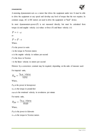 Presentation Report On Dynamometers | DOCX