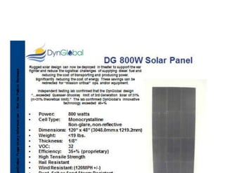 Dyn global 800watt solar panel