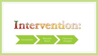 Automaticity
Research
Based
Classroom
strategies
 
