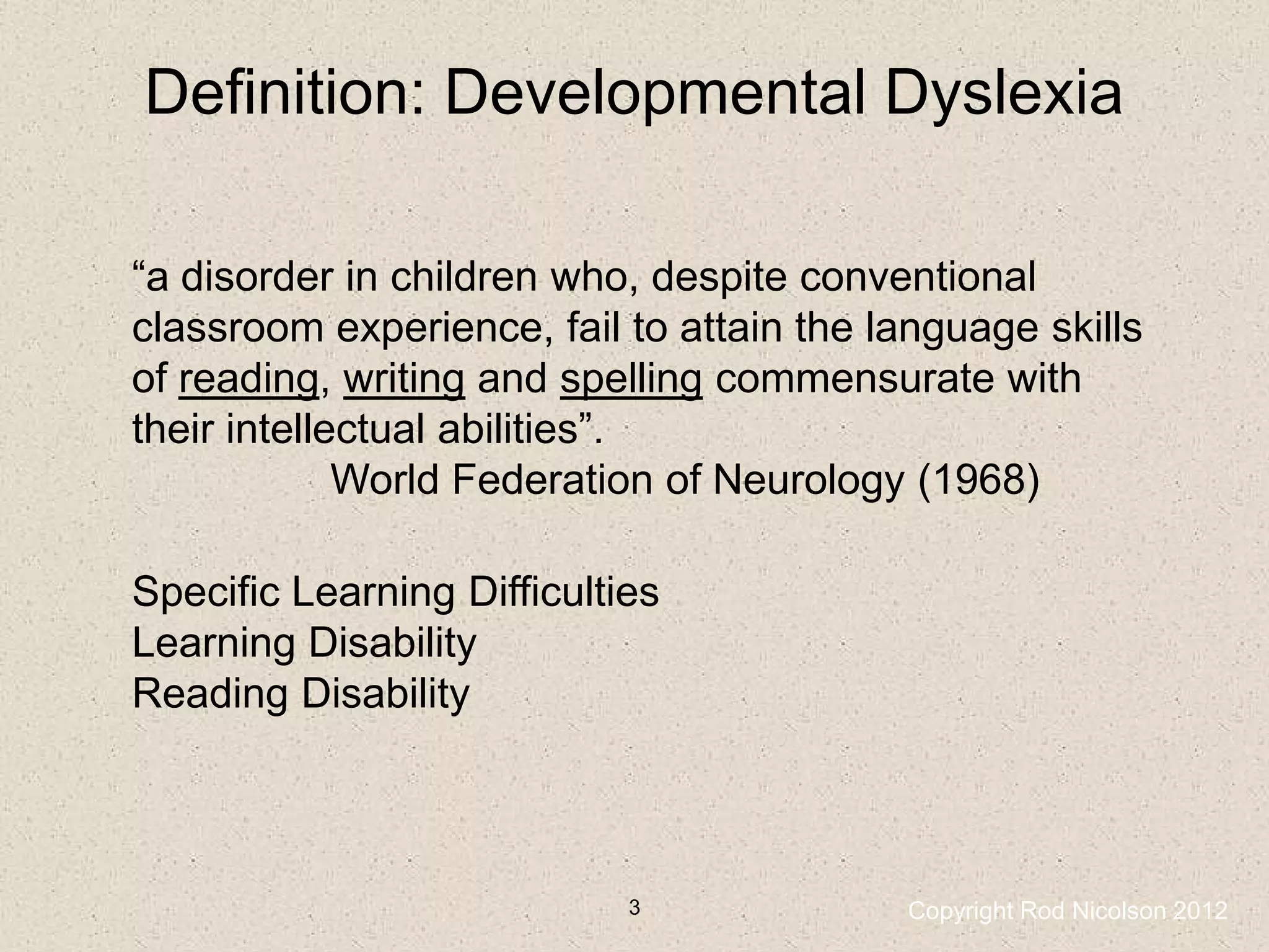Cerebellum and Cognitive-sensory motor skill in developmental Dyslexia ...