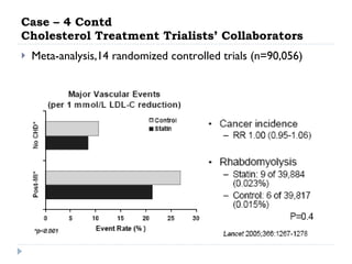 Case – 4 Contd Cholesterol Treatment Trialists’ Collaborators Meta-analysis,14 randomized controlled trials (n=90,056) 