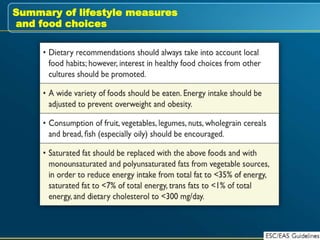 Summary of lifestyle measures
and food choices
 