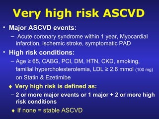 High Risk Ascvd Risk Factors Evaluation & management of dyslipidemia | PPT