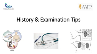 History & Examination Tips
 