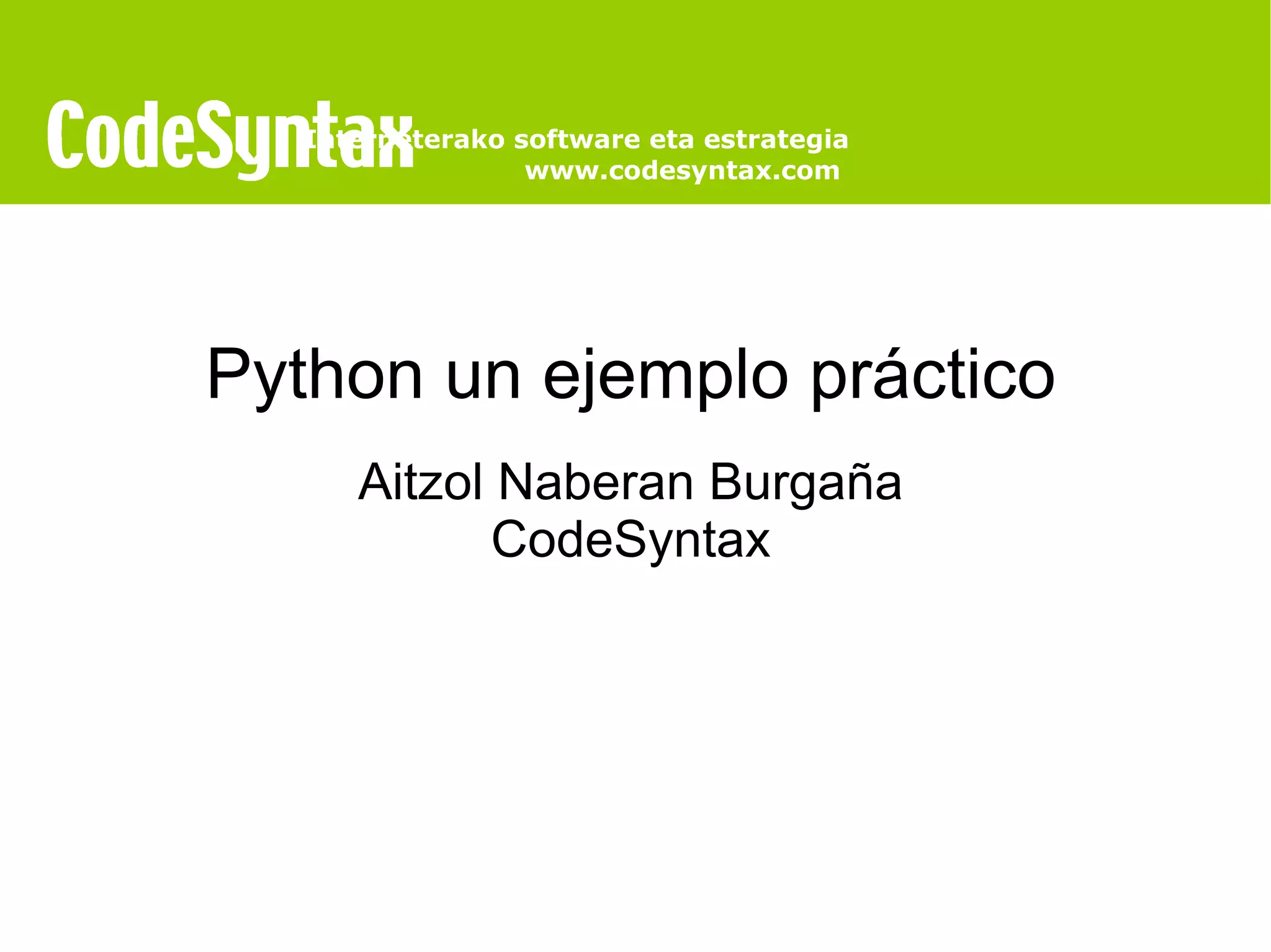 Python un ejemplo práctico | PPT