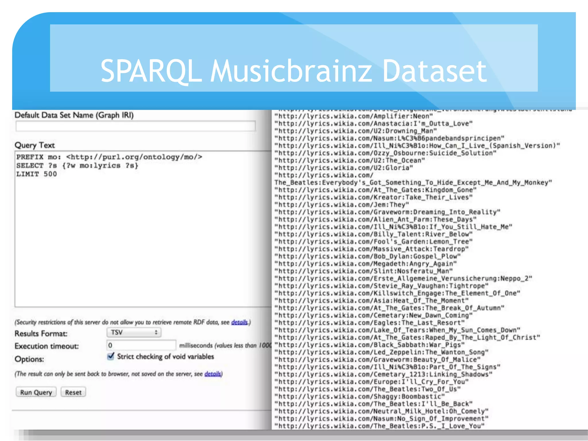 SPARQL Musicbrainz Dataset 
 