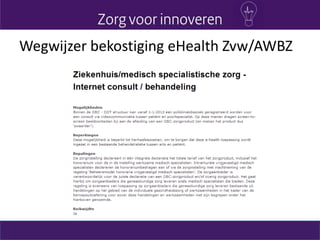 Wegwijzer bekostiging eHealth Zvw/AWBZ
 