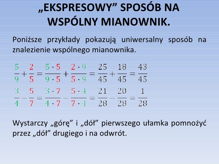 Uzupełnij Mianowniki 3 5 Wspólny Mianownik www.slideshare.net