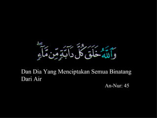Dan Dia Yang Menciptakan Semua Binatang
Dari Air
                             An-Nur: 45



                                          11
 