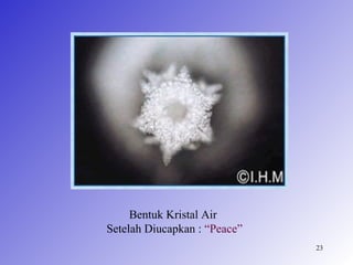 Bentuk Kristal Air
Setelah Diucapkan : “Peace”
                              23
 