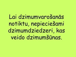 Lai dzimumvarošanās
notiktu, nepieciešami
dzimumdziedzeri, kas
veido dzimumšūnas.

 
