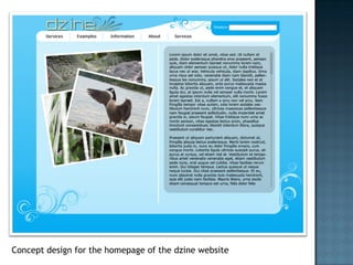 Concept design for the homepage of the dzine website 