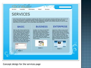 Concept design for the services page 