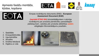 Apmesto fasāžu montāža,
kļūdas, kopšana
Eiropas novērtējuma dokuments (END) - European
Assessment Document (EAD)
(iepriekš...