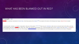 WHAT HAS BEEN BLANKED OUT IN RED?
 