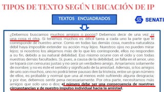 TIPOS DE TEXTO SEGÚN UBICACIÓN DE IP
TEXTOS ENCUADRADOS
 