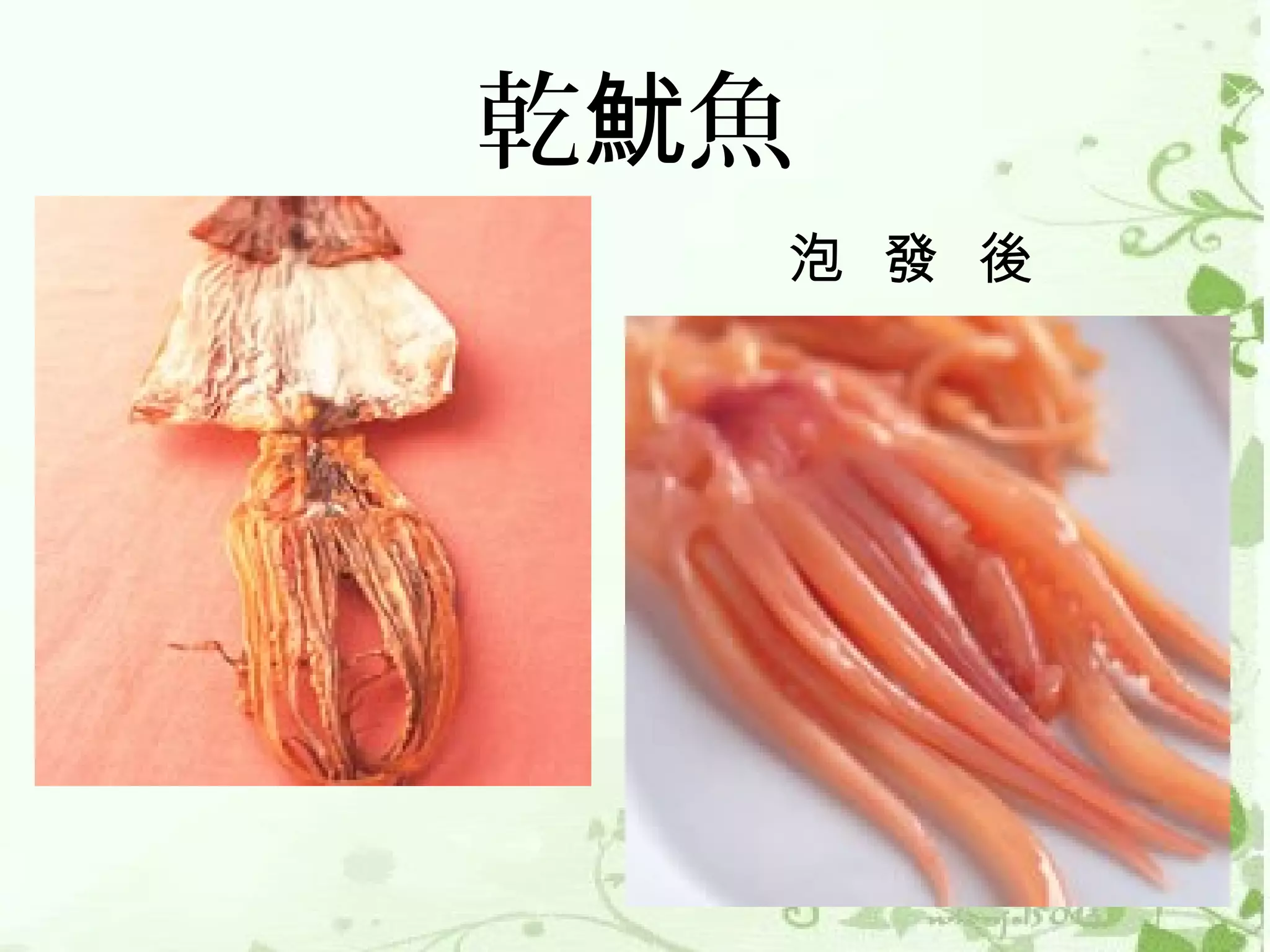 乾魷魚
  泡 發 後
 