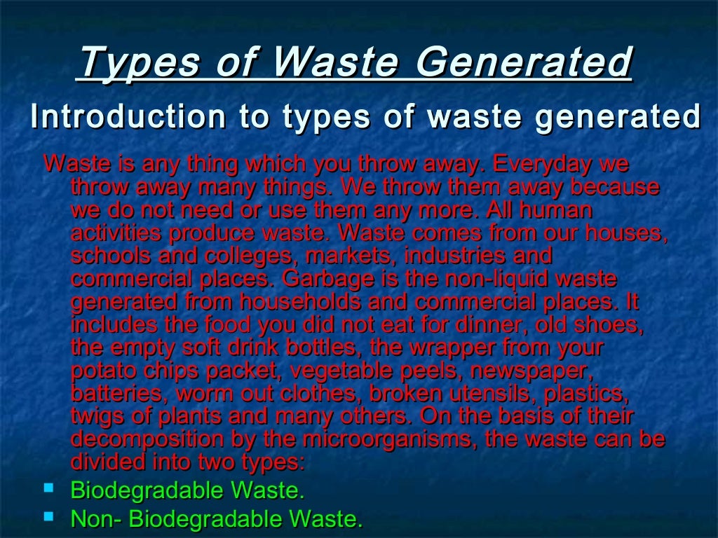 Waste Generation & Management