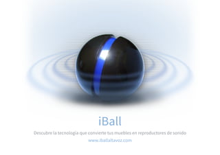 iBall
Descubre la tecnología que convierte tus muebles en reproductores de sonido
www.iballaltavoz.com
 