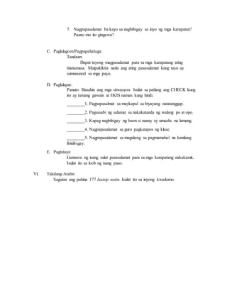 Edukasyon sa Pagpapakatao Grade 2 | DOCX