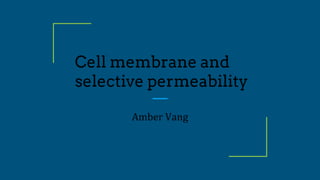Cell membrane and
selective permeability
Amber Vang
 