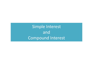 Simple Interest
and
Compound Interest
 