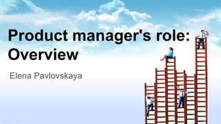 Product manager's role:
Overview
Elena Pavlovskaya
 
