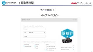 36
Carvana ：買取販売型
売り手側のUI
・トップページ(2/3）
 