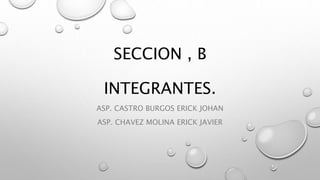 SECCION , B
INTEGRANTES.
ASP. CASTRO BURGOS ERICK JOHAN
ASP. CHAVEZ MOLINA ERICK JAVIER
 