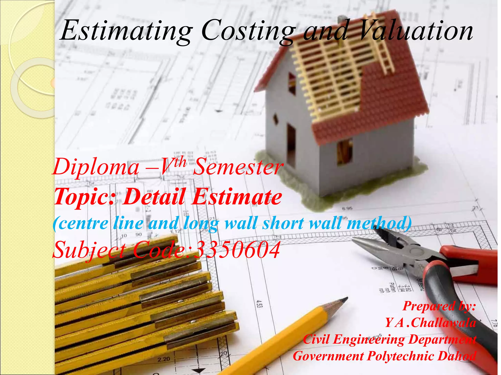 E.C.V detail estimate By centre line and Long wall short wall method | PDF