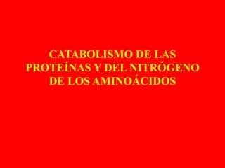 CATABOLISMO DE LAS
PROTEÍNAS Y DEL NITRÓGENO
DE LOS AMINOÁCIDOS
 