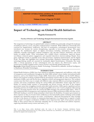 Impact of Technology on Global Health Initiatives (www.kiu.ac.ug) | PDF