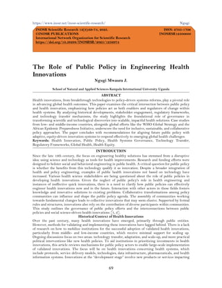 The Role of Public Policy in Engineering Health Innovations (www.kiu.ac ...