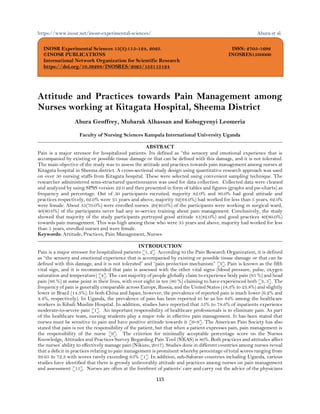 Attitude and Practices towards Pain Management among Nurses working at ...