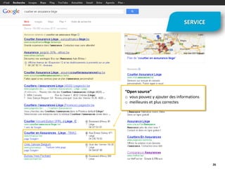 “Open source”
o vous pouvez y ajouter des informations
o meilleures et plus correctes
26
SERVICE
 