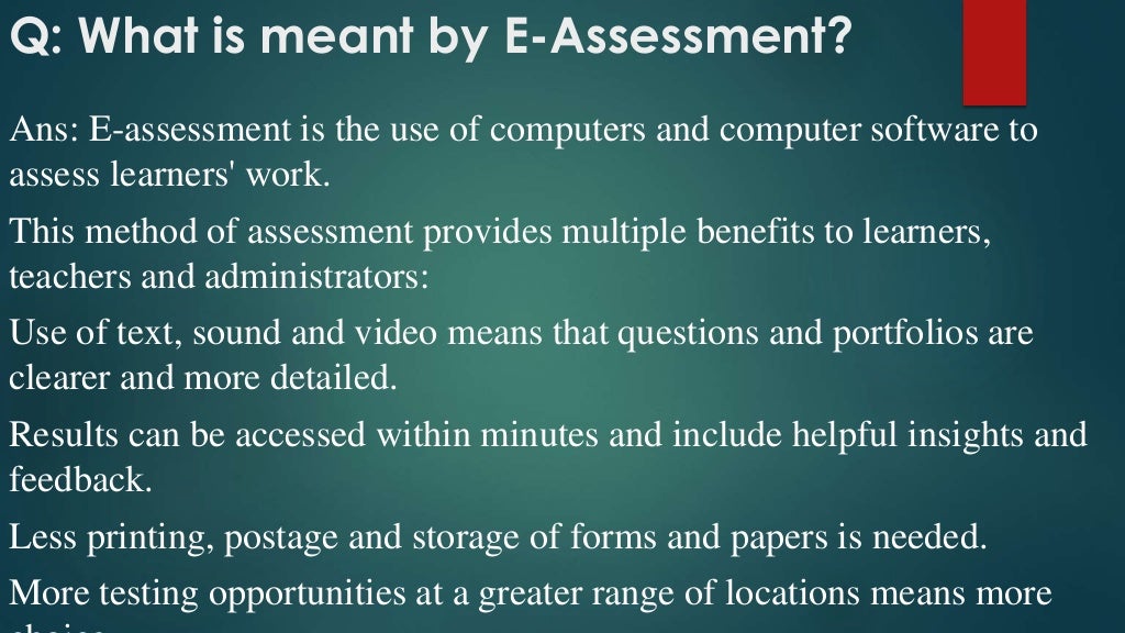 E assessment