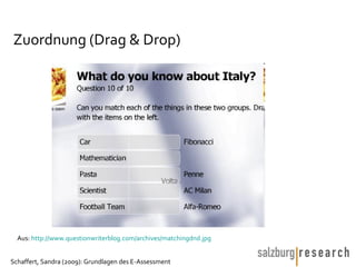Zuordnung (Drag & Drop)  Aus:  http://www.questionwriterblog.com/archives/matchingdnd.jpg   