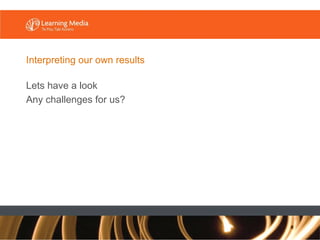 Interpreting our own results Lets have a look Any challenges for us? 