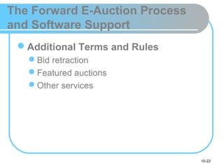 10-22
The Forward E-Auction Process
and Software Support
Additional Terms and Rules
Bid retraction
Featured auctions
Other services
 