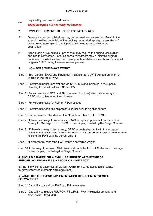 E-AWB Handling Manual for SAA Cargo Freight Forwarders