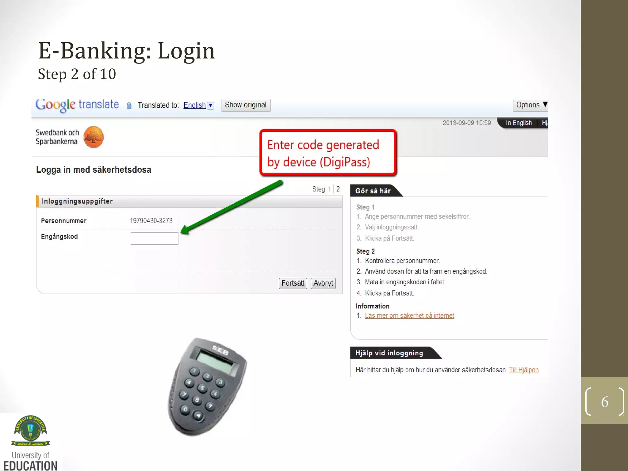 E-Banking: Login
Step 2 of 10
6
