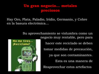 ALGUNAS CONSECUENCIAS EN EL MEDIO AMBIENTE· Contaminación en el agua.· Contaminación de los suelos.· Los gases tóxicos que emanan destruyen la capa de ozono.