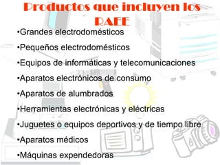 Productos que incluyen los RAEEGrandes electrodomésticos