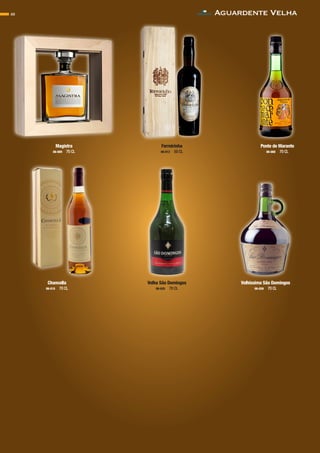 22 Aguardente Velha
Magistra
06-009 70 CL
Ferreirinha
06-013 50 CL
Ponte de Marante
06-080 70 CL
Chancella
06-015 70 CL
Velhíssima São Domingos
06-026 70 CL
Velha São Domingos
06-025 70 CL
CONTACTO
 