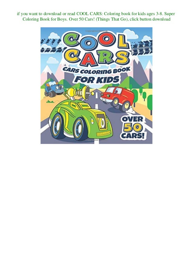 e book cool cars coloring book for kids ages 3 8 super