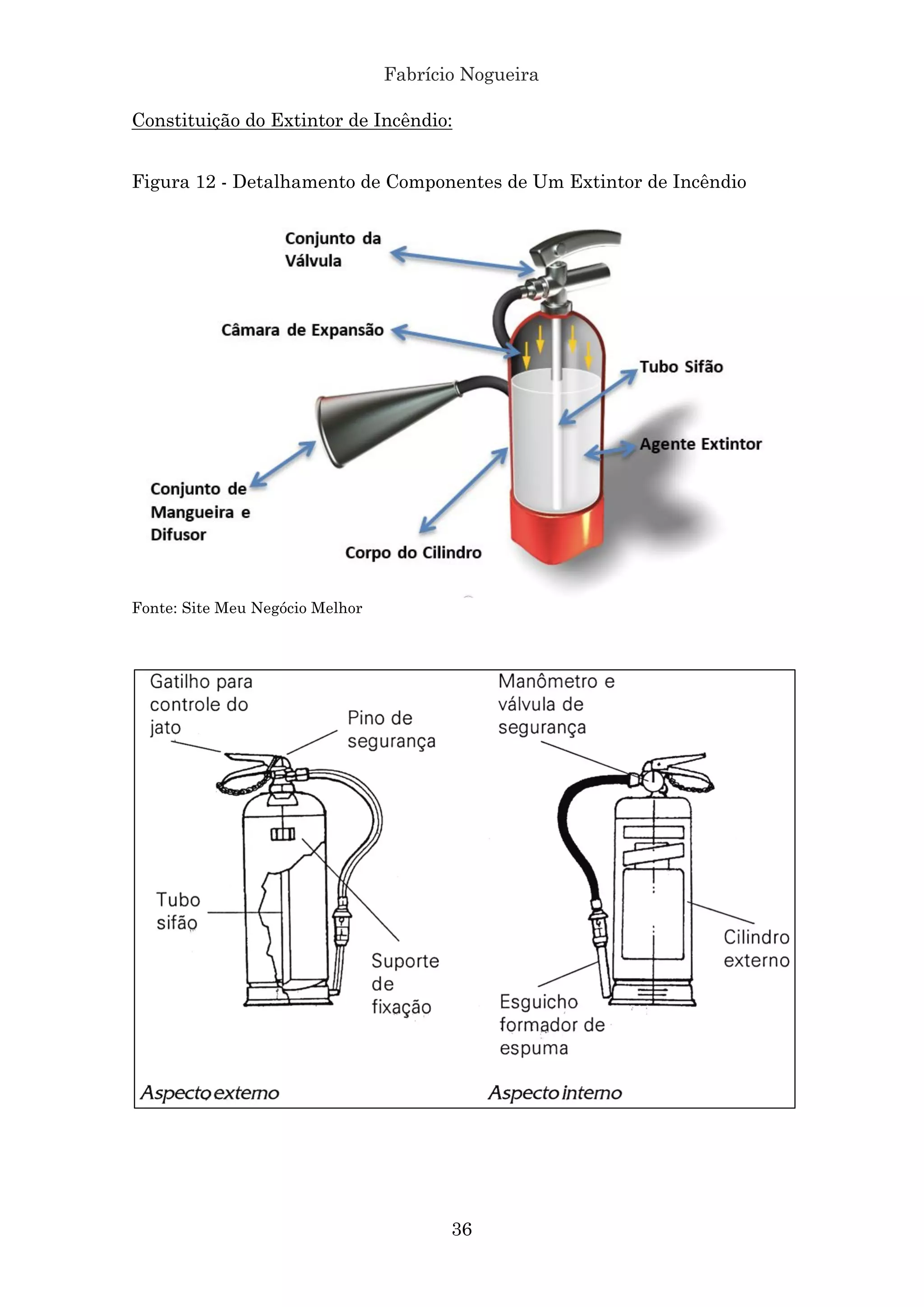 Fabrício Nogueira
36
Constituição do Extintor de Incêndio:
Figura 12 - Detalhamento de Componentes de Um Extintor de Incêndio
Fonte: Site Meu Negócio Melhor
 