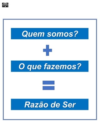 Razão de Ser
O que fazemos?
Quem somos?
 