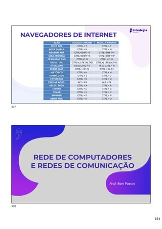 154
NAVEGADORES DE INTERNET
Prof. Rani Passos
REDE DE COMPUTADORES
E REDES DE COMUNICAÇÃO
307
308
 