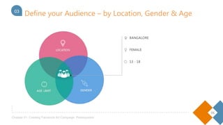 06
Chapter 01- Creating Facebook Ad Campaign: Prerequisites
Define your Audience – by Location, Gender & Age03
 